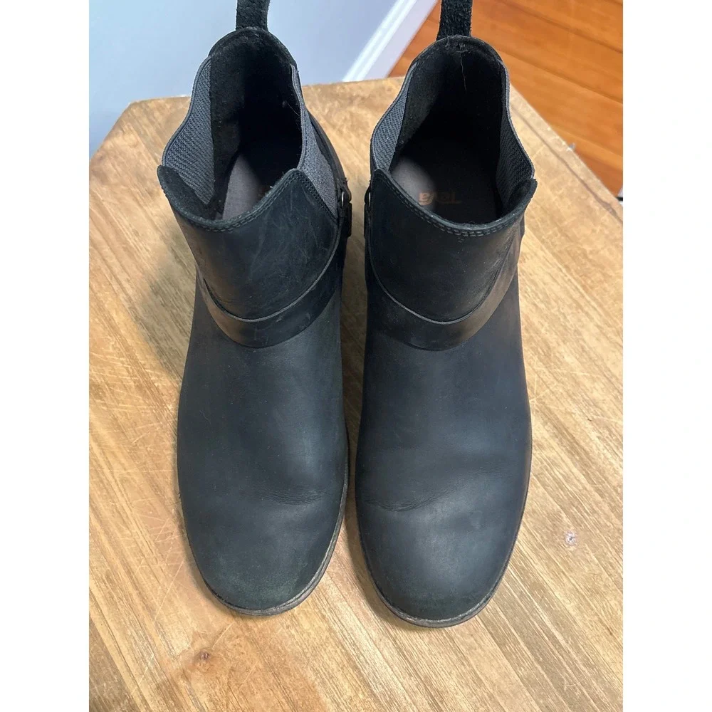 Teva Ellery‎ Ankle Waterproof Black Leather Chelsea Boots 1108069 Womens 7.5